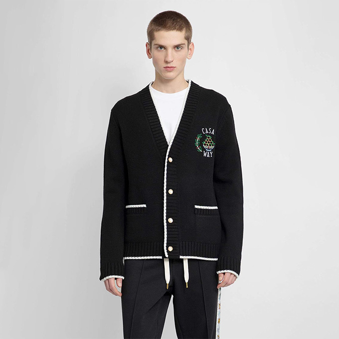 casablanca letter embroidery wool cardigan